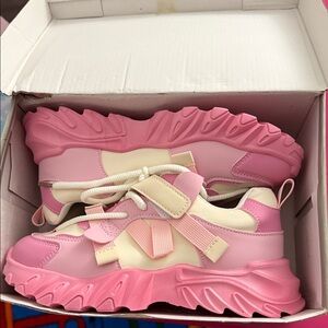Pink and Cream Kids Sneakers